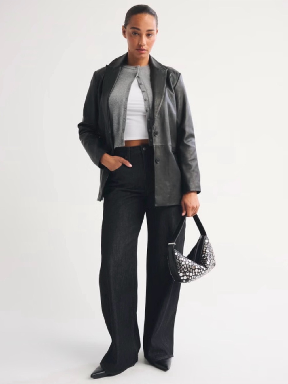 Abercrombie & Fitch Curve Love High Rise Black Wide-Leg Jeans